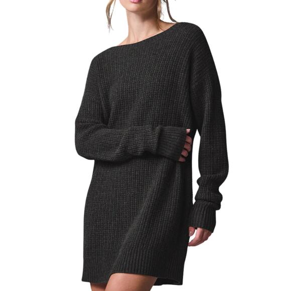 Alo Yoga Cashmere Plush Waffle Dress Dark Heather Grey Size XXS NWT Retail $398 - Picture 2 of 7